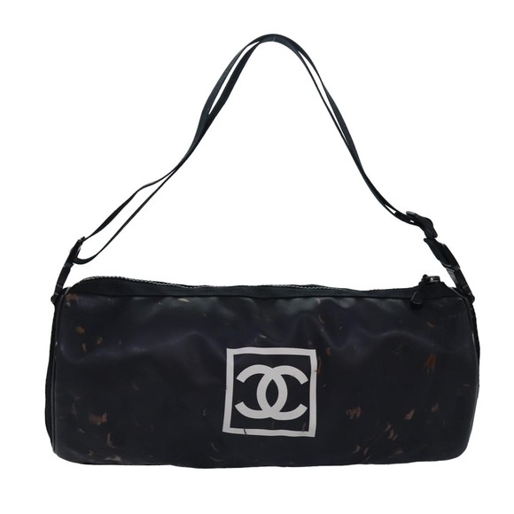CHANEL Sports Line Drum bag Shoulder Bag Vinyl Black CC Auth bs15851 - Picture 13 of 16